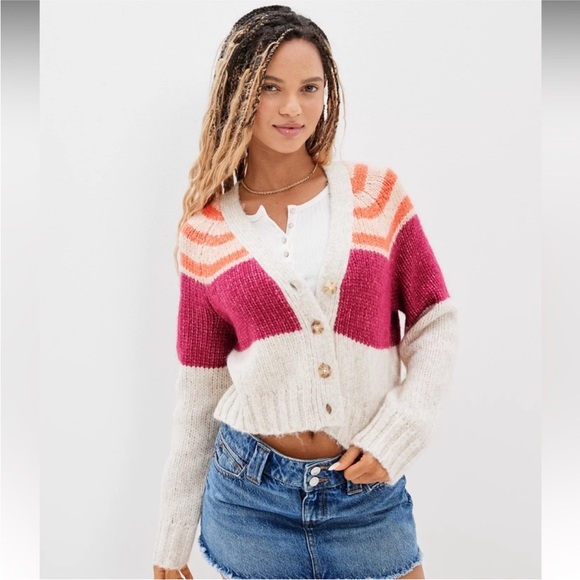 American Eagle Size Small Striped Cardigan Sweater. - Picture 1 of 7